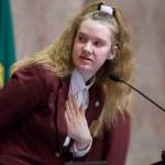 Paige Williams delivers the Pledge of Allegiance to begin the Senate floor session on Feb. 26. COURTESY PHOTO, Washington State Legislature