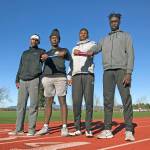 Meet Auburn Mountainviews 400-meter relay team, from left: Chris Penn, Brian Njoki, Jeremiah Penn and Bill Benjamin. The foursome looks to make another run at the state gold in late May. MARK KLAAS, Auburn Reporter