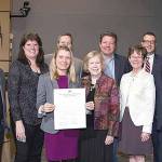 King County Council with Sarah Reyneveld, chair of the King County Womens Advisory Board. Photo courtesy of King County