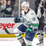 The Thunderbirds Andrej Kukuca exults after scoring one of the teams four goals during a furious third-period comeback Wednesday night. COURTESY PHOTO, Brian Liesse, T-Birds