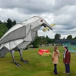 Pacific Northwest metal sculptor Peter Reiquam has designed this 12-foot-high metal crow to commemorate Big Daddys, a former drive-in, and the playful crows that frequent Les Gove Park. COURTESY IMAGE