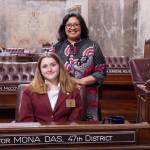Abbygail Mena with Sen. Mona Das on the Senate floor. COURTESY PHOTO, Washington State Legislature