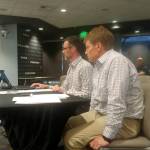 Scott Morris, foreground, and John Fisher of Inland Construction explain to the Auburn City Council their proposal for developing the long-dormant, former Valley 6 Drive-In Theaters property. ROBERT WHALE, Auburn Reporter