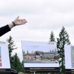 Evergreen Heights Principal Anne Gayman, who will become the principal at the new elementary school set to open in 2020, speaks at the groundbreaking last Saturday. Listening is Jeff Grose, the Auburn School Districts executive director of capital projects. RACHEL CIAMPI, Auburn Reporter