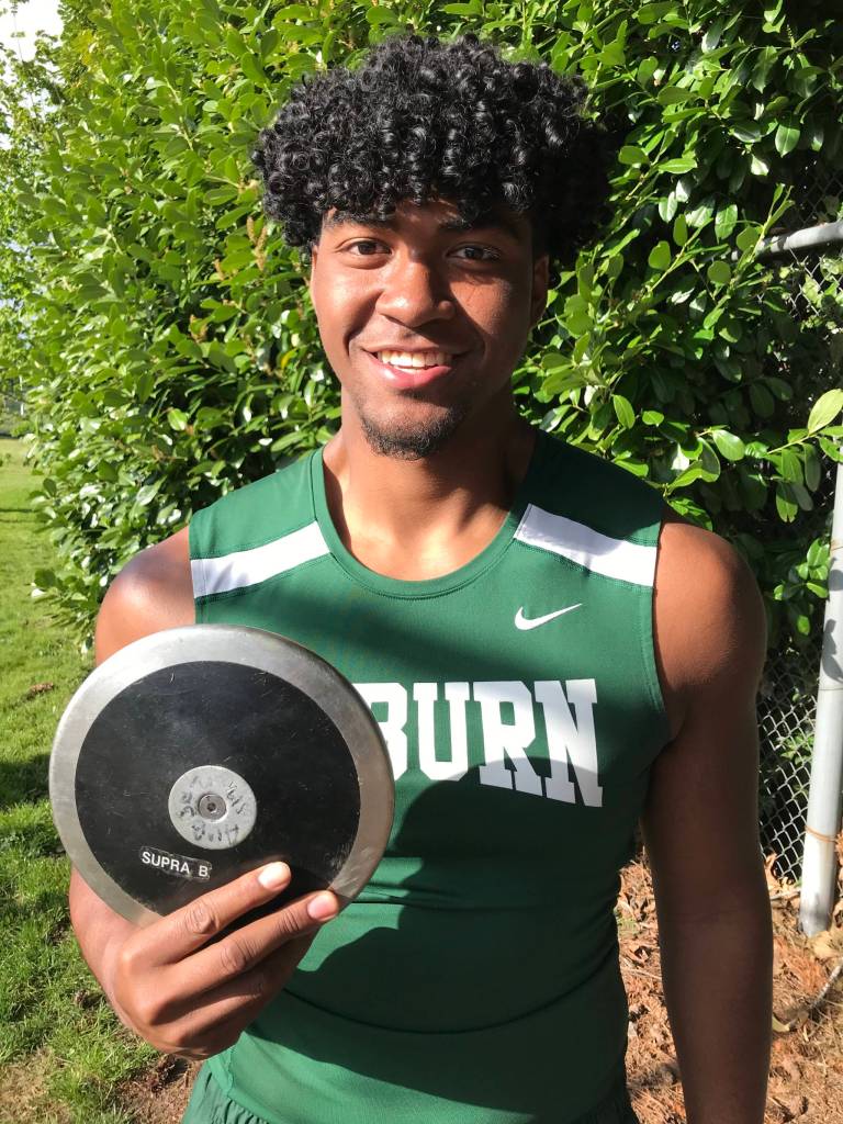 Auburns Omar Young, the defending district champion, captured the All-City discus (154-9) and shot put (personal-record 48-2¼) titles. MARK KLAAS, Auburn Reporter