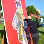 Charlie Wehunt, 3, plays Pin the French Fry on the Crow. RACHEL CIAMPI, Auburn Reporter