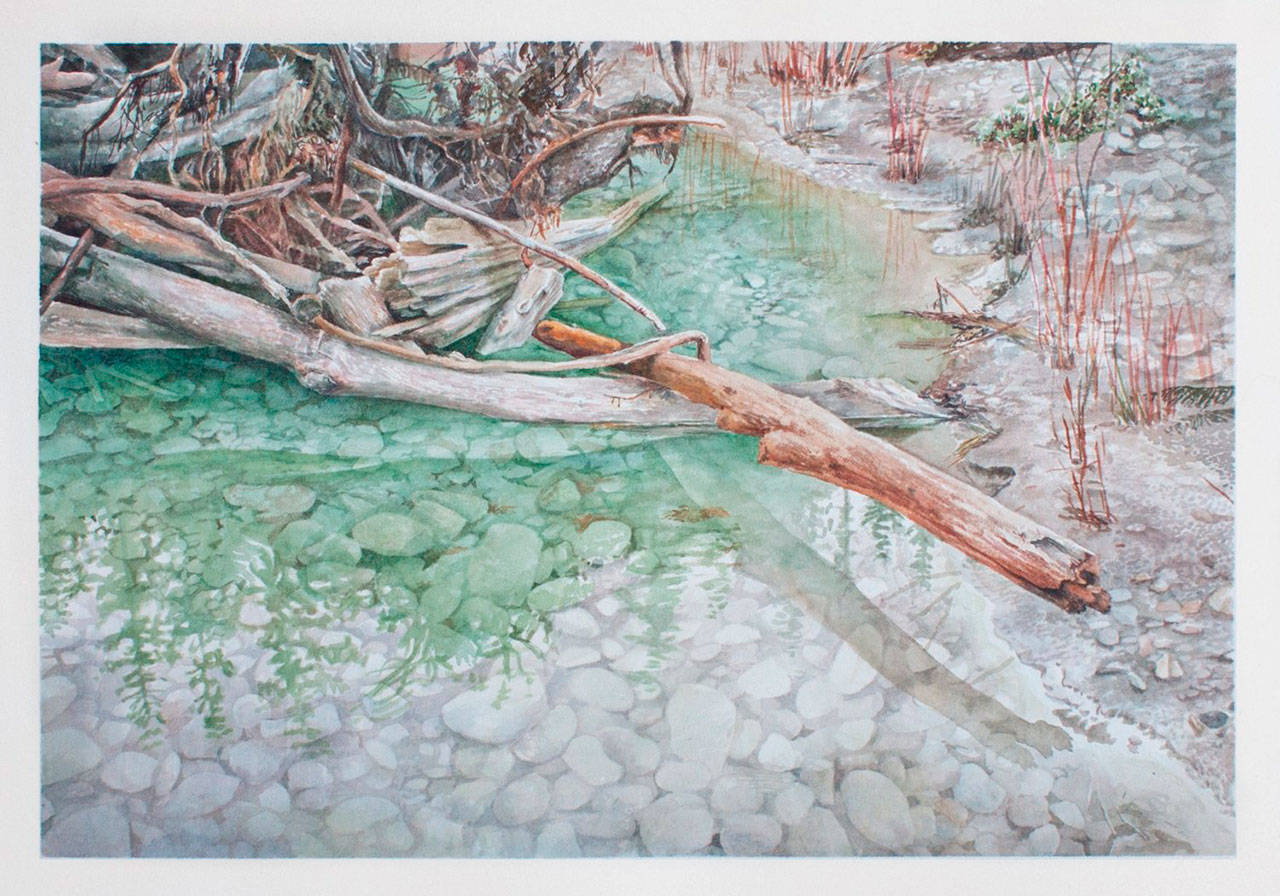 One of Vashon Island artist Michelle Lasselines paintings, the product of her time as the White River Valley Museums first-ever artist-in-residence at Auburns Mary Olson Farm in the spring and summer of 2018, and now on display at WRVM. Courtesy image