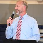 Auburn School District President Ryan Van Quill speaks at the gathering. RACHEL CIAMPI, Auburn Reporter