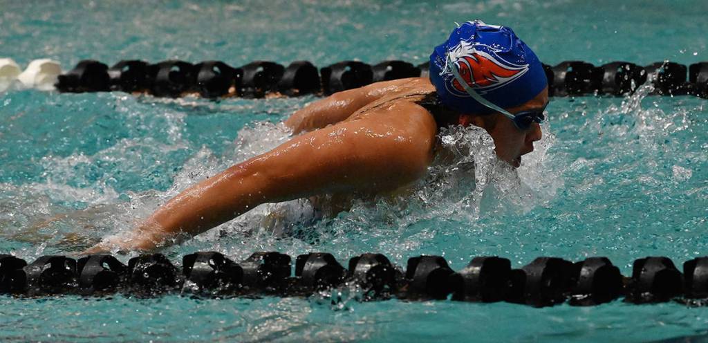 Auburn Mountainviews Jade Le swims to victory in the 100 butterfly. RACHEL CIAMPI, Auburn Reporter
