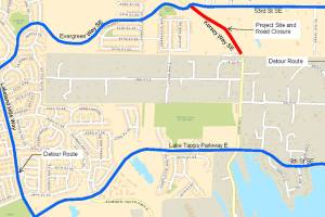 Road closure Nov. 1-4: Section of Kersey Way SE for new school construction