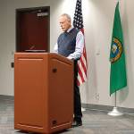 Retired Auburn surgeon Dr. Bruce Wandler throws his support behind the citys ban on smoking, vaping and tobacco use in the citys parks Monday night at Auburn City Hall. ROBERT WHALE, Auburn Reporter