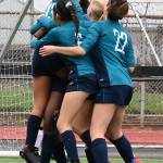 Auburn Riverside celebrates (13) Samiah Shells goal. RACHEL CIAMPI, Auburn Reporter