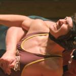 Auburn Riversides Collin Morrow, right, tangles with Thomas Jeffersons Daegan Fleming during their 160-pound bout Tuesday night. Morrow took a 16-10 decision. MARK KLAAS, Auburn Reporter