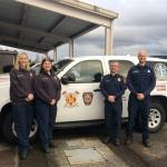 From left, social workers Tamara Liebich-Lantz and Carrie Talamaivao, SKFR Capt. Roy Smith and VRFA Firefighter Johan Friis smile for a photo in front of the CARES SUV at the Valley Regional Fire Authority Station 35. Photo courtesy of CARES