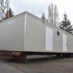 Photo by Haley Ausbun. A preview of the first modular unit being used to house King County residents under quarantine for COVID-19, coronavirus. The units will be located on a county-onward parcel in White Center, where an old office building is planned to be demolished to make space.