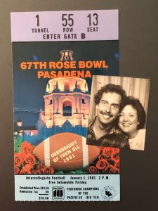 Guest columnist Greg Asimakoupoulos took his future wife, Wendy, to the Rose Bowl game between Washington and Michigan. Courtesy photo