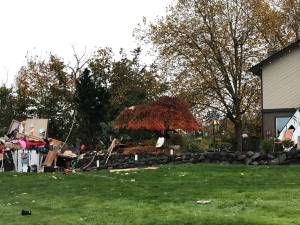 Remnants of the RV explosion that put two women in the hospital litter the ground. Courtesy photo, VRFA