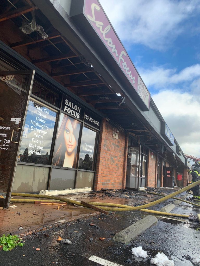 A December fire brought on by an overheated circuit in the junction box of a ceiling light scorched the East Main Street business complex that houses Athens Pizza and Pasta, Salon Focus, Cascade Chiropractic and Nail Master. Photo courtesy of Valley Regional Fire Authority