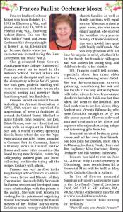 Frances Pauline Oechsner Moses | Obituary