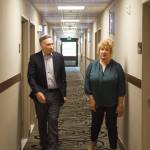 King County Executive Dow Constantine and Auburn Mayor Nancy Backus tour the Clarion Hotel in Auburn on Tuesday, July 20. The hotel will be used to house approximately 100 people experiencing homelessness in the area as part of the countys Health Through Housing program. Photo by Henry Stewart-Wood/Auburn Reporter