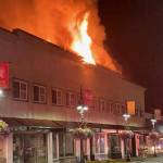 Flames burst out of the roof of Max House Apartments on July 24, 2021. Photo courtesy of the Valley Regional Fire Authority.