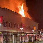 Flames burst out of the roof of Max House Apartments on July 24, 2021. Photo courtesy of the Valley Regional Fire Authority