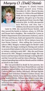 Margery O. (Dahl) Steinle | Obituary