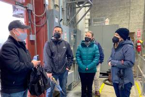 Congresswoman Kim Schrier, D-Sammamish, 8th District, far right, visits the Howard Hanson Dam along the Green River in December 2021. COURTESY PHOTO, Kim Schrier