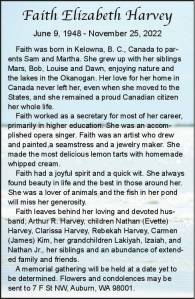 Faith Elizabeth Harvey | Obituary