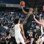 Auburn senior Lateibreon Chandler goes up for a layup inside the Tacoma Dome against Eastside Catholic. Ben Ray / The Reporter