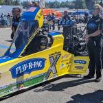 2022 Top Fuel Champion Brittany Force prepares for the ladder on July 22. (Photos by Ben Ray / Sound Publishing)
