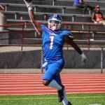 Senior Isiah Wallis-Caw celebrates going into the end one against Kentridge. Photo Credit : Bob Sheldon