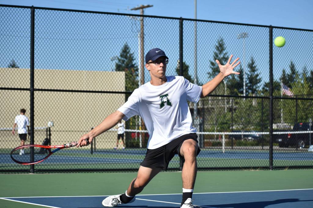 Maksym Martyniuk lunges for a ball against the Raiders. Ben Ray / The Reporter