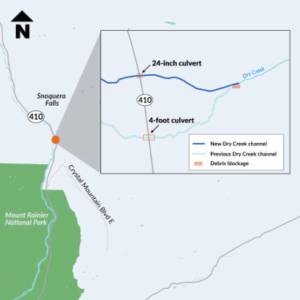 Image courtesy Washington State Department of Transportation
A map of where work on SR 410 will be limiting or closed to traffic these next three weeks.