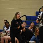 Auburn Mountainview Head Coach Alyse Lacey in an animated discussion with the referee. Ben Ray / The Reporter