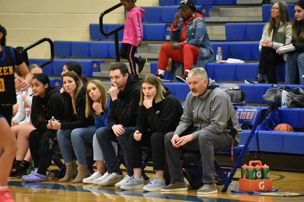 From right to left the Mountainview coaching staff, (Chris Carr, Alyse Lacey, Jeff Lacey, Megan Butler, Kady Goodman).