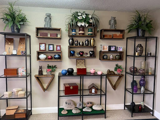 Photos by Ella Will/For the Reporter
Selection of urns and more at Precious Pets Animal Crematory, 3420 C Street NE, #306, Auburn.