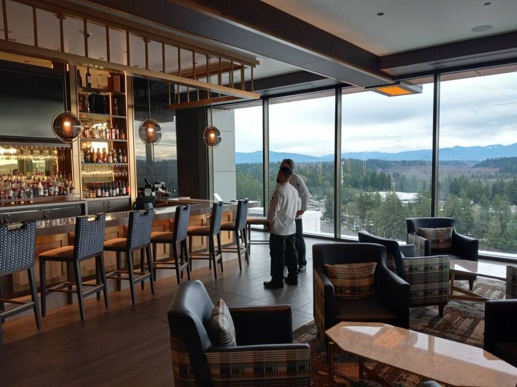 The Muckleshoot Casino Resort offers some stellar views, as shown here by Robert Dearstine, Executive Director of Resort Operations. Photo by Robert Whale/Auburn Reporter