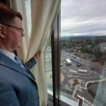 The Muckleshoot Casino Resort offers some stellar views, as shown here by Robert Dearstine, Executive Director of Resort Operations. Photo by Robert Whale/Auburn Reporter