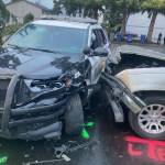 Antonio Fernandez, 28, attempted to flee the area as a passenger in an SUV with three additional occupants, according to the police department. The suspects vehicle struck an Auburn Police Departments K9 vehicle after turning into a parking lot to avoid an armored SWAT vehicle, according to the department. (Courtesy of the Auburn Police Department.)