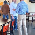 Matt Breeze is an Auburn resident and community member who has frequent experiences with the impact of people dealing with substance use disorder. Here he talks with Scott Stewart, program manager at Recovery Place Seattle for Valley Cities. Photo by Keelin Everly-Lang / The Mirror.