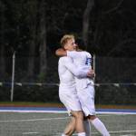 Davyd Fedina and Benji Toscano celebrate the Lions third goal of the night. Ben Ray / The Reporter
