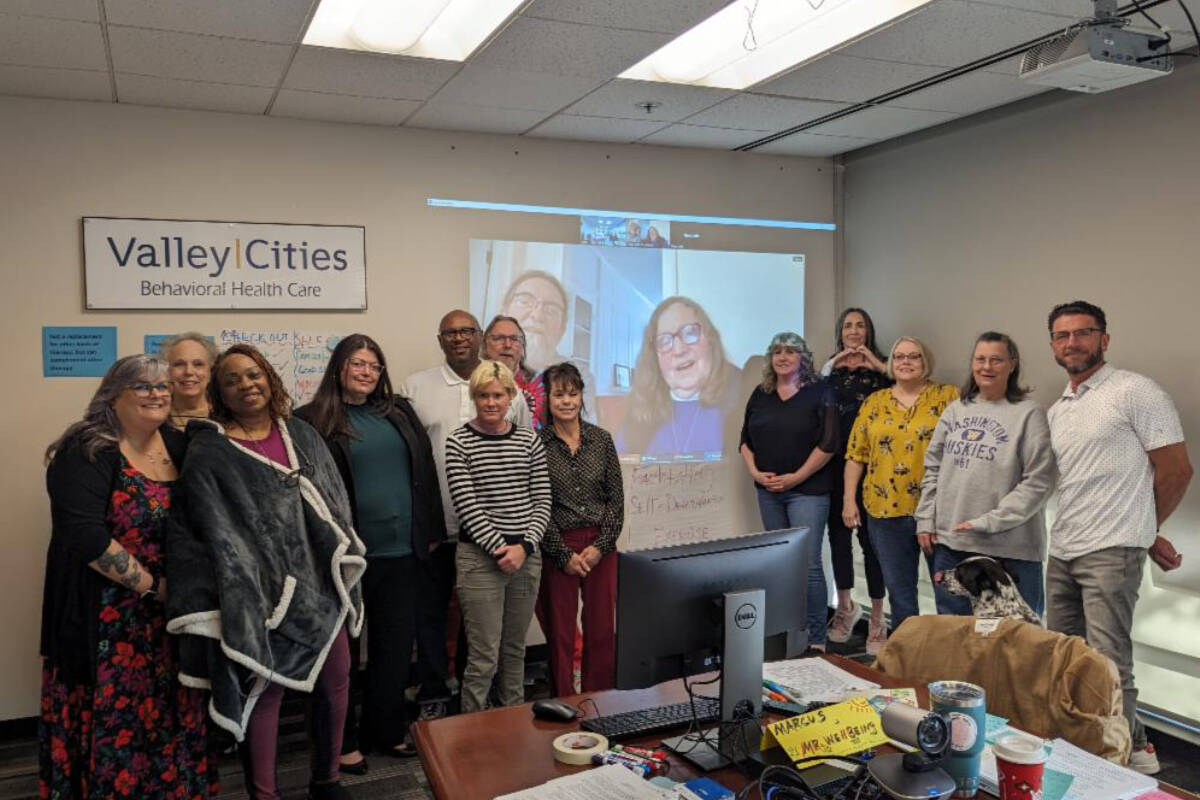 From left to right: Delila Koler, Sharon Holmes, Laurel Lemke, Director of Outpatient services Angela Coe, Lynn Miller from AHP, Markus Wilson From AHP, Michael Hardy, Mary Ellen Copeland, Lisa Brown, Jody Brown, Melody Parshel, Lise Mullkie.
