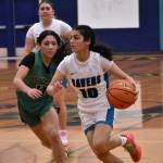 C.K. Kandola keeps her head up as she dribbles the basketball. Ben Ray / The Reporter