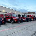 Firefighters and a vehicle from Valley Regional Fire Authority alongside other firefighters from Washington state that left Jan. 9 to help fight the fires in Los Angeles. COURTESY PHOTO, Puget Sound Fire