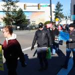 Protesters cross the street in Renton at the T-intersection of Logan and 10th. Photo by Bailey Jo Josie/Sound Publishing.