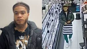 Vershawn Hairstons mugshot and a screenshot of the man in the videos depicting the alleged thefts. Courtesy photos