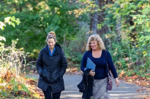 Mayor Nancy Backus strolls with Julie Krueger, who was hired as Auburns new Parks, Arts and Recreation director. Courtesy photo City of Auburn.