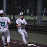 Caleb Anardi runs to touch first base after fielding a groundball. Ben Ray / The Reporter