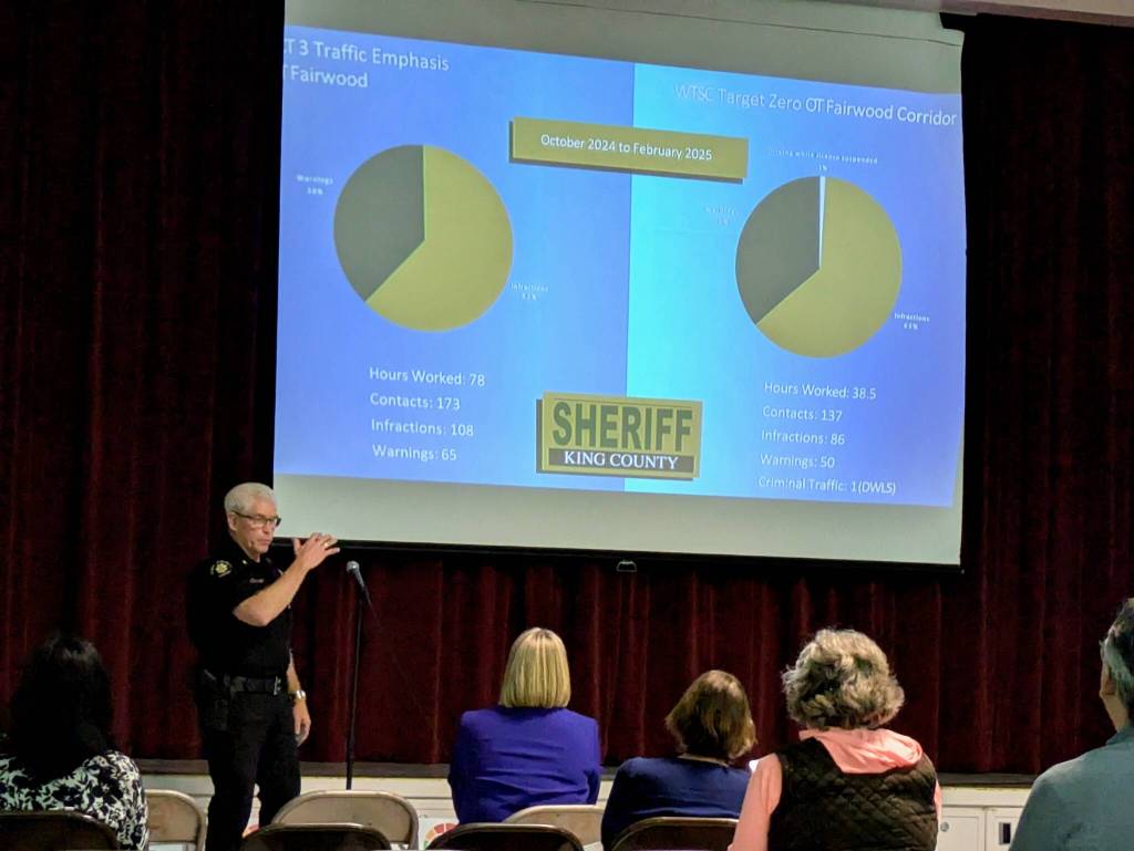 King County Sheriffs Office Major John Pugh highlights the KCSOs data in regards to traffic safety. Photo by Bailey Jo Josie/Sound Publishing.
